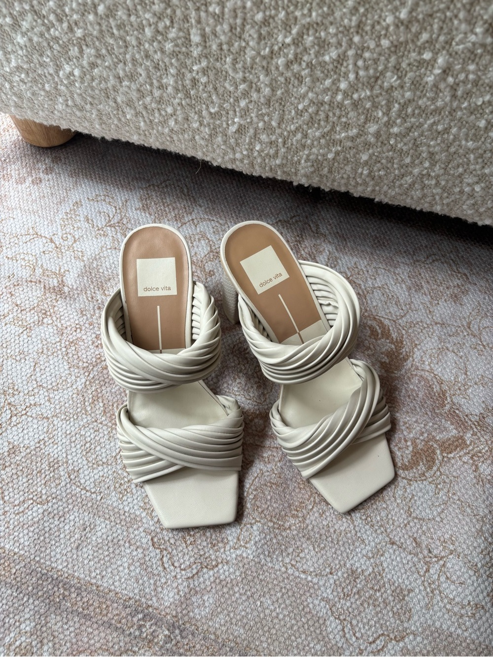 Dolce Vita Cream Braided Double-Strap Slide Mules